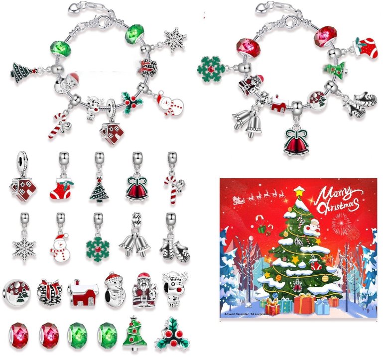 Flor de Cristal Adventní kalendář 2 Náramky + 22 přívěsků, červený 2