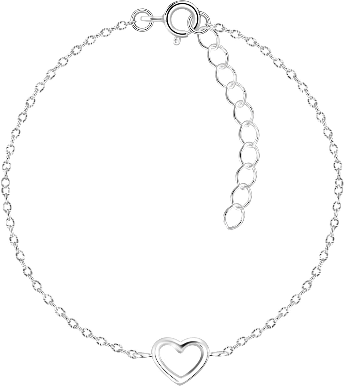 Flor de Cristal Stříbrný náramek Srdce – (Ag 925/1000, 0,75 g)