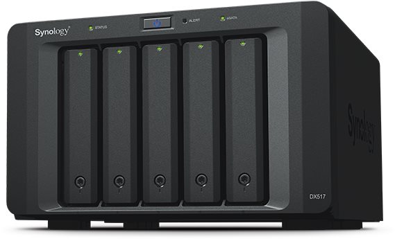 Rozšiřující jednotka Synology DX517 pro NAS s pěti sloty pro disky.
