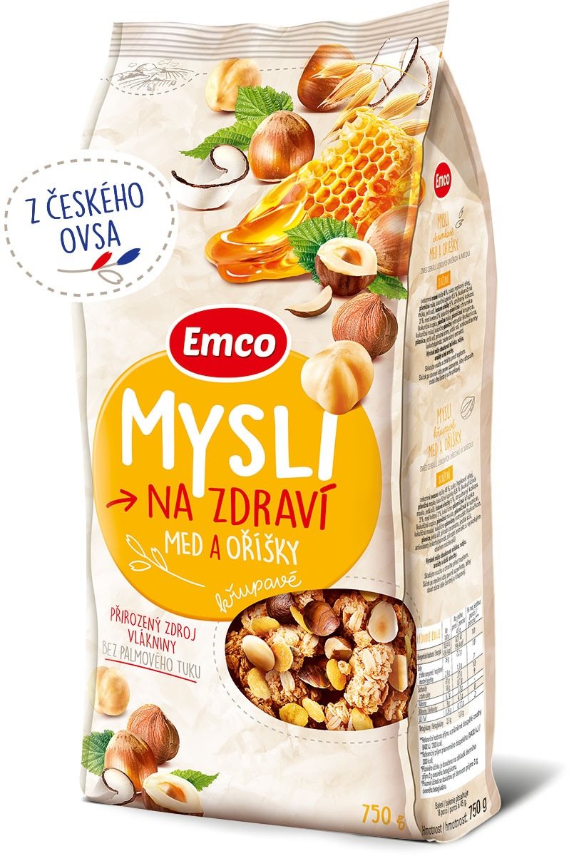 Emco Mysli med/ořechy 750 g