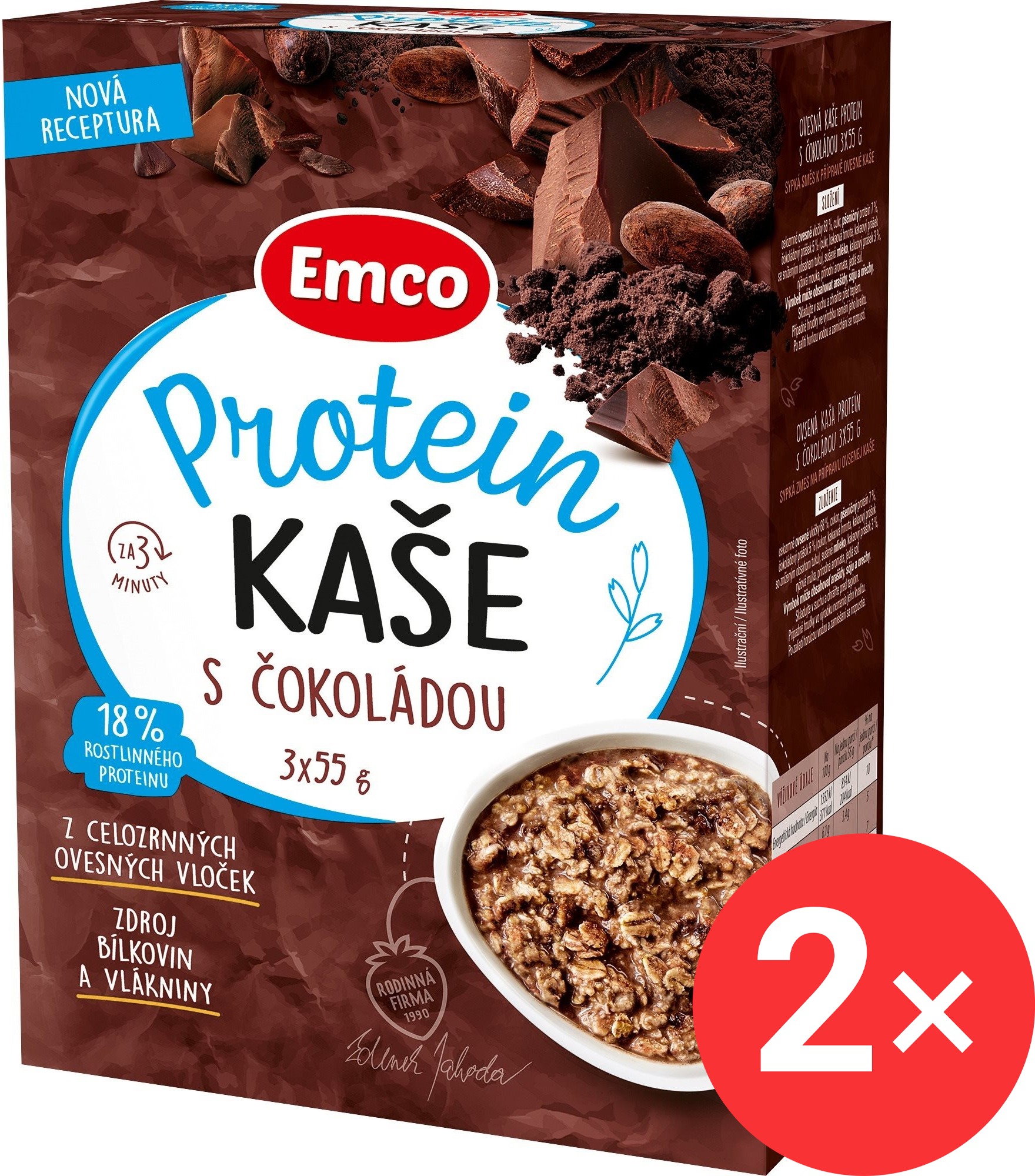 Emco Kaše proteinová s čokoládou 2 x (3 x 55g)