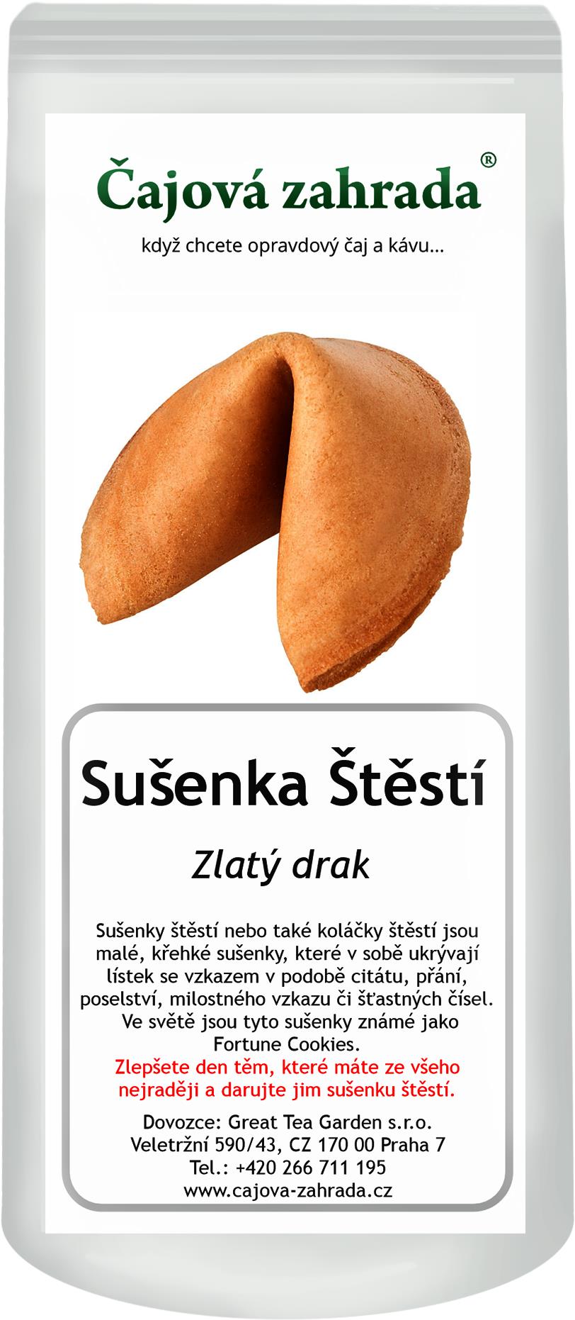 Čajová zahrada - Sušenka štěstí - Zlatý drak 10 ks