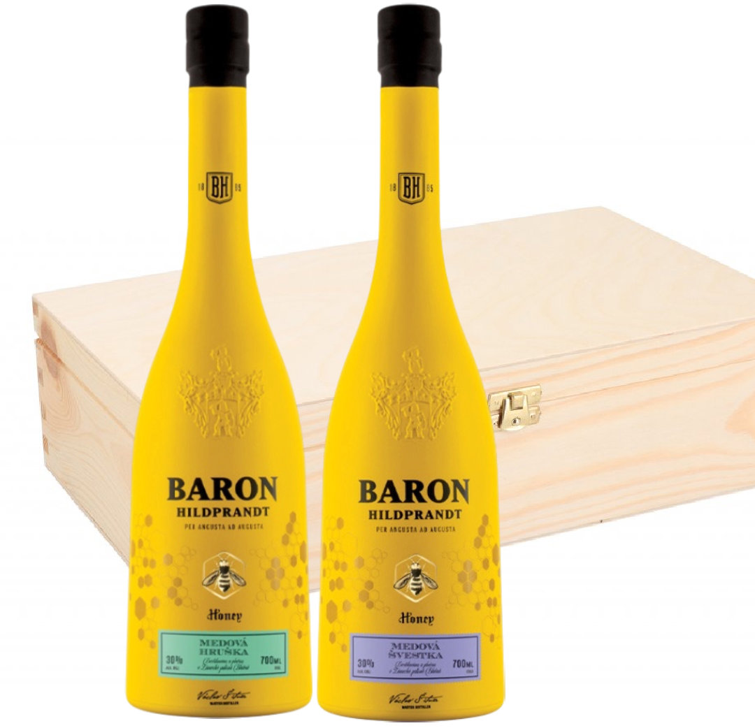 Destilerka Dárková sada BARON HILDPRANDT 2× 0,7 l 30 % vol., medový