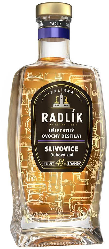 Radlík Slivovice dubový sud 0,5 l 43 % vol.