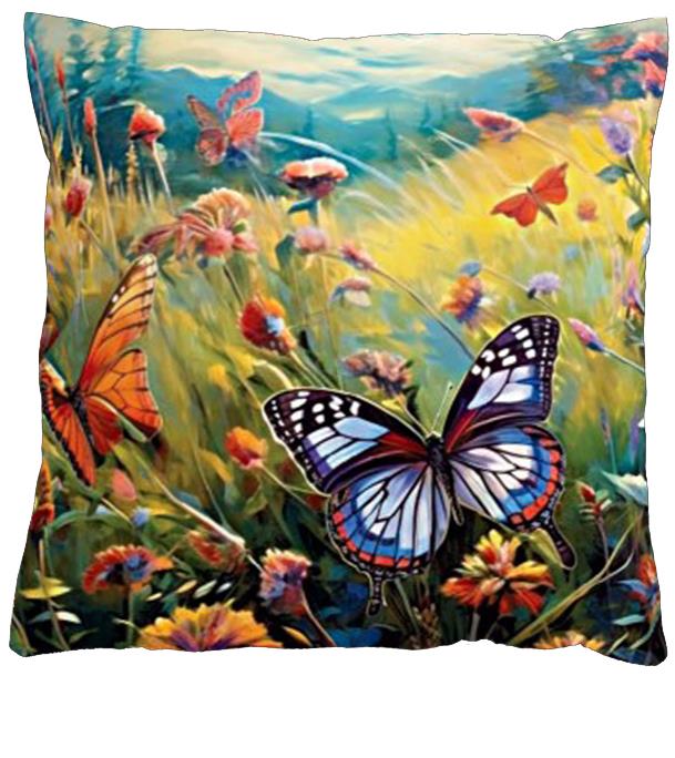 4sleep Povlak na polštář 40 × 40 cm, na zip velur - Motýlí louka