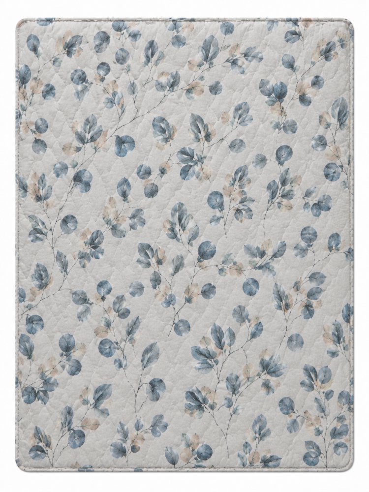 4sleep Milano 200 × 220 cm, letní, 400 g, Lístečky modré na šedé