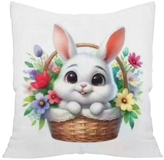 4sleep Velikonoční povlak na polštář na zip velur, 40 × 40 cm, Zajíček v košíčku