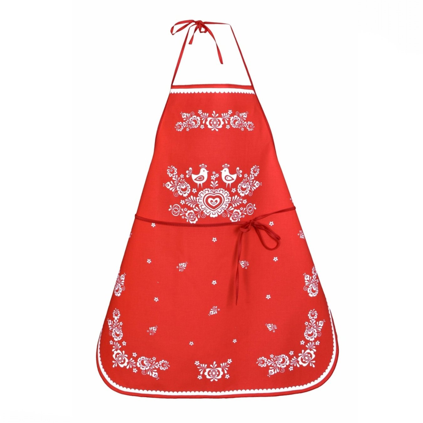 Forbyt Kuchyňská zástěra Folk podklad červený 64 × 76 cm