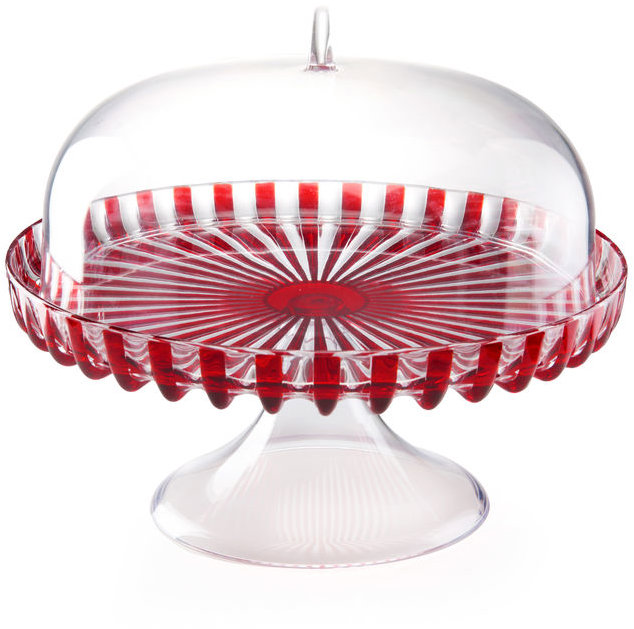 Fratelli Guzzini Dolce Vita Stojan na dort s poklopem, průměr 31 cm, Rosso