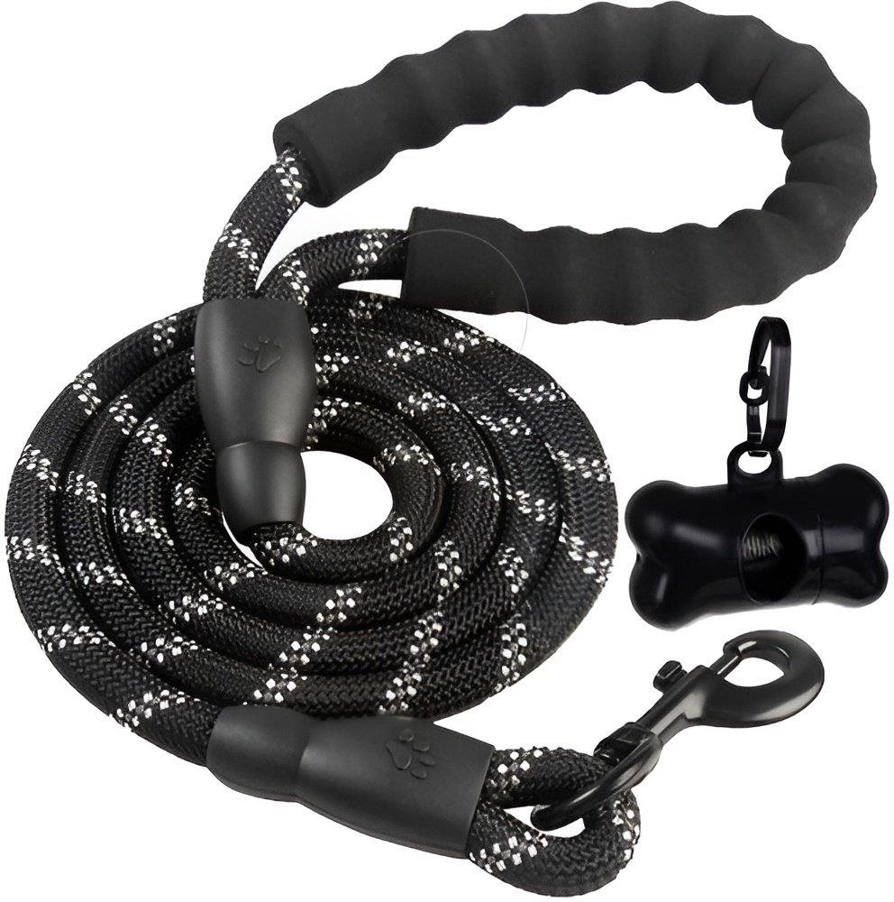 Purlov 21654 Vodítko pro psy reflexní kulaté 3 m černá + pouzdro na sáčky