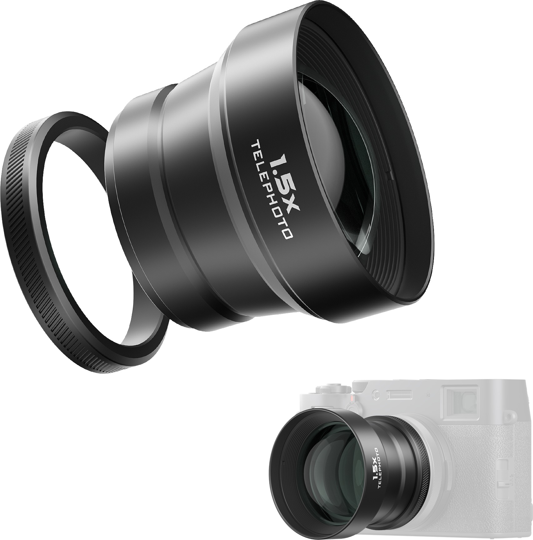 FREEWELL Fuji X100VI/X100V 1.5x Telephoto Lens Black