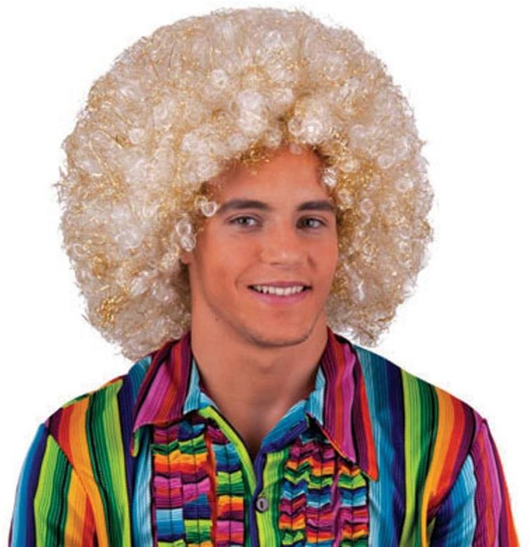 FUNNY FASHION Paruka afro bílá zlatá
