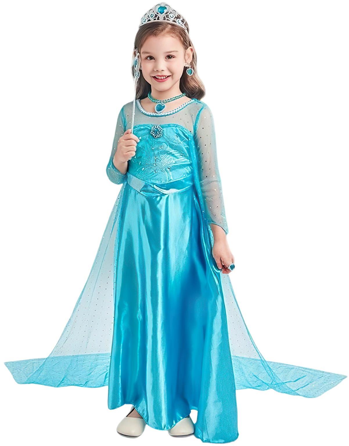 FunCo Převlek ELSA premium s vlečkou a doplňky S