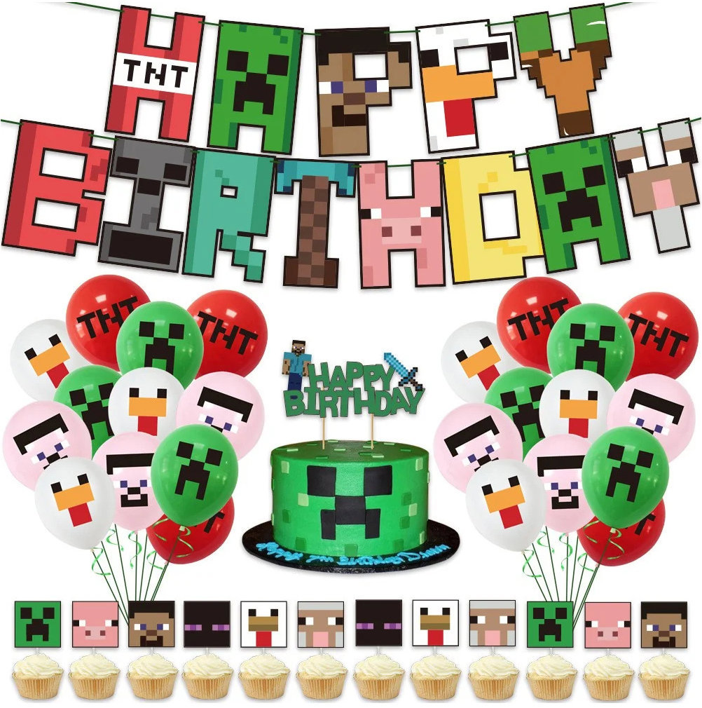 FunCo Velká narozeninová sada Minecraft Pixel 49 ks