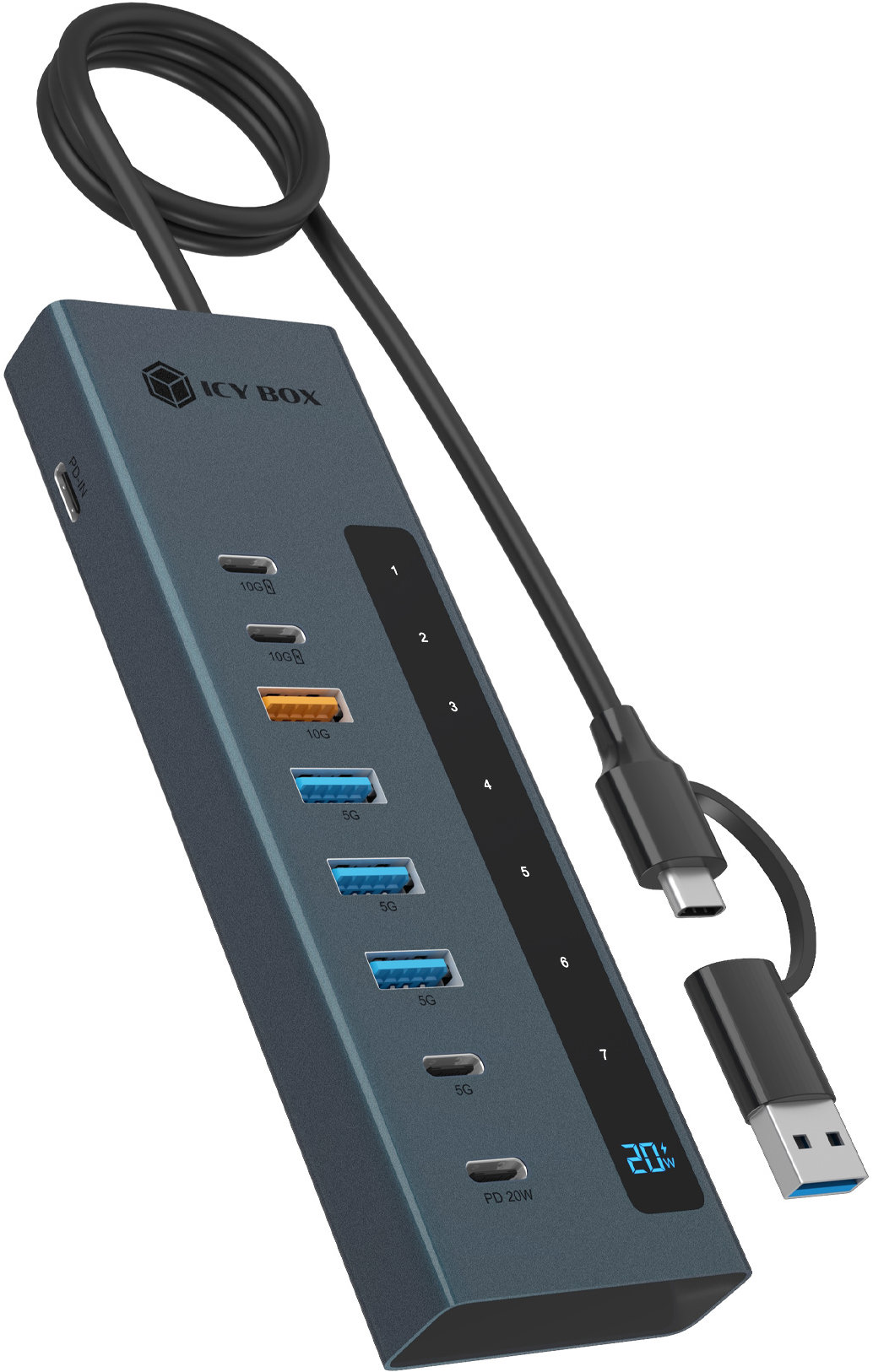 ICY BOX IB-HUB1743-CPD 9v1 s Power Delivery 100 W