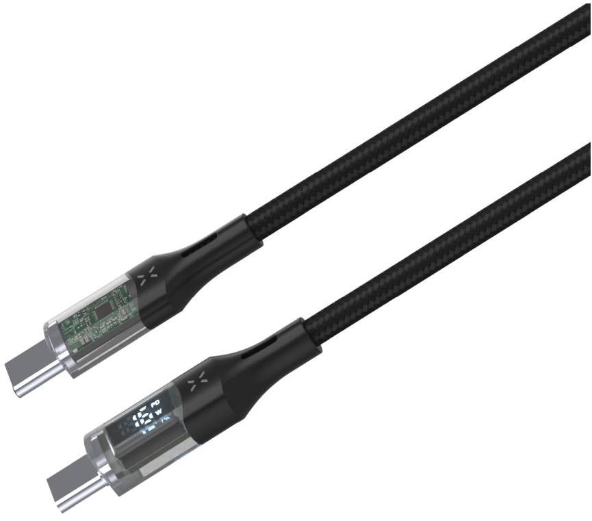 FIXED Cable USB-C/USB-C s displejem a podporou PD 1.2m