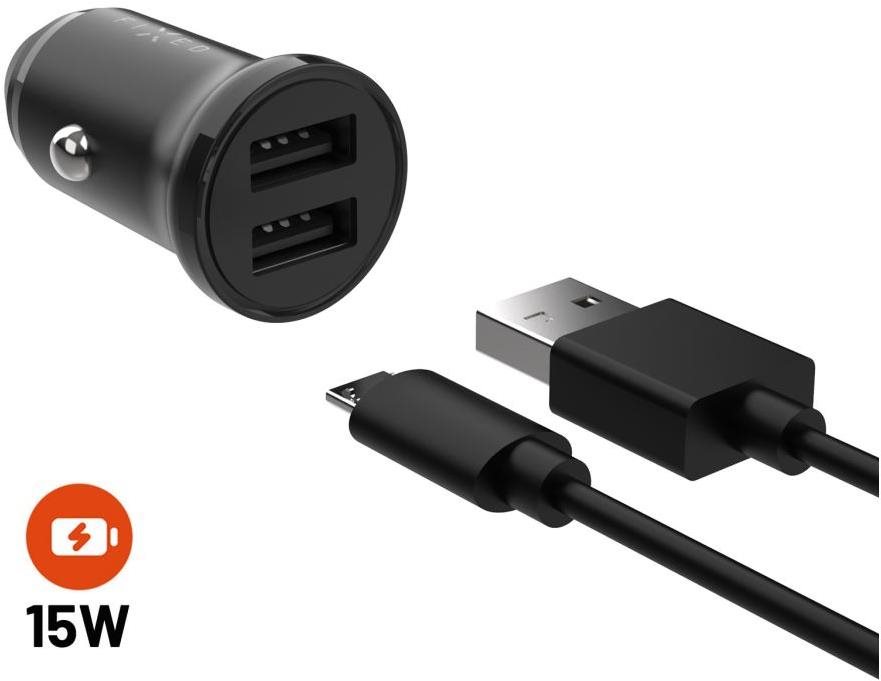FIXED s 2xUSB výstupem a USB/micro USB kabelem 1 metr 15W Smart Rapid Charge černá