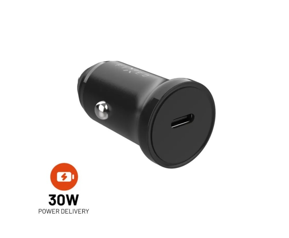 FIXED Car s USB-C výstupem a podporou PD 30W černá