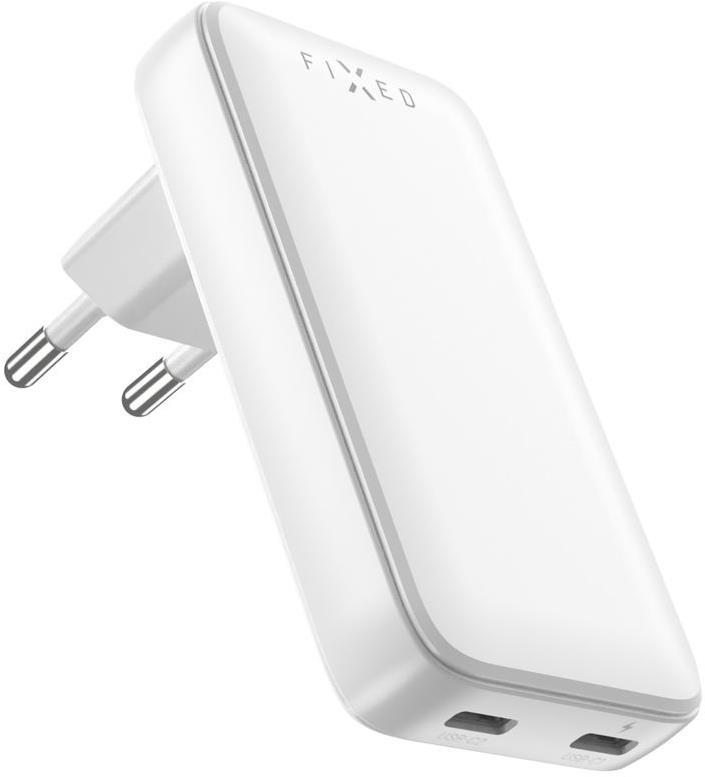 FIXED Slim GaN s 2x USB-C výstupem a podporou PD 45W bílá