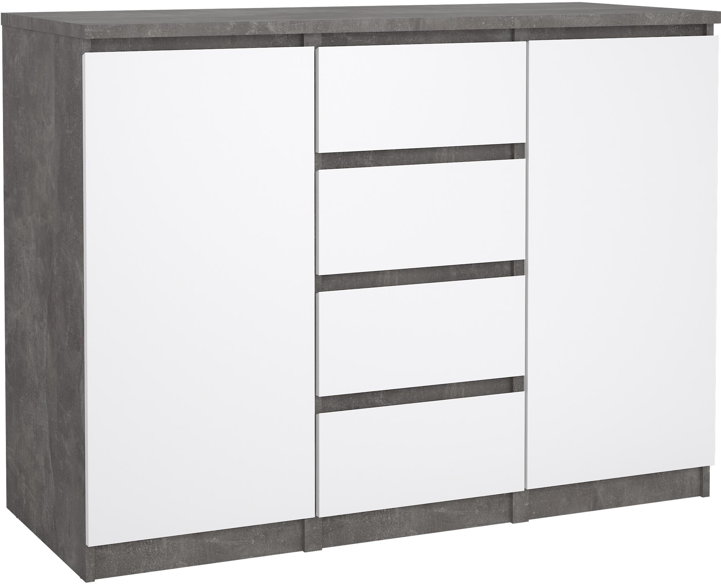 FALCO Komoda Simplicity 236 beton / bílý lesk