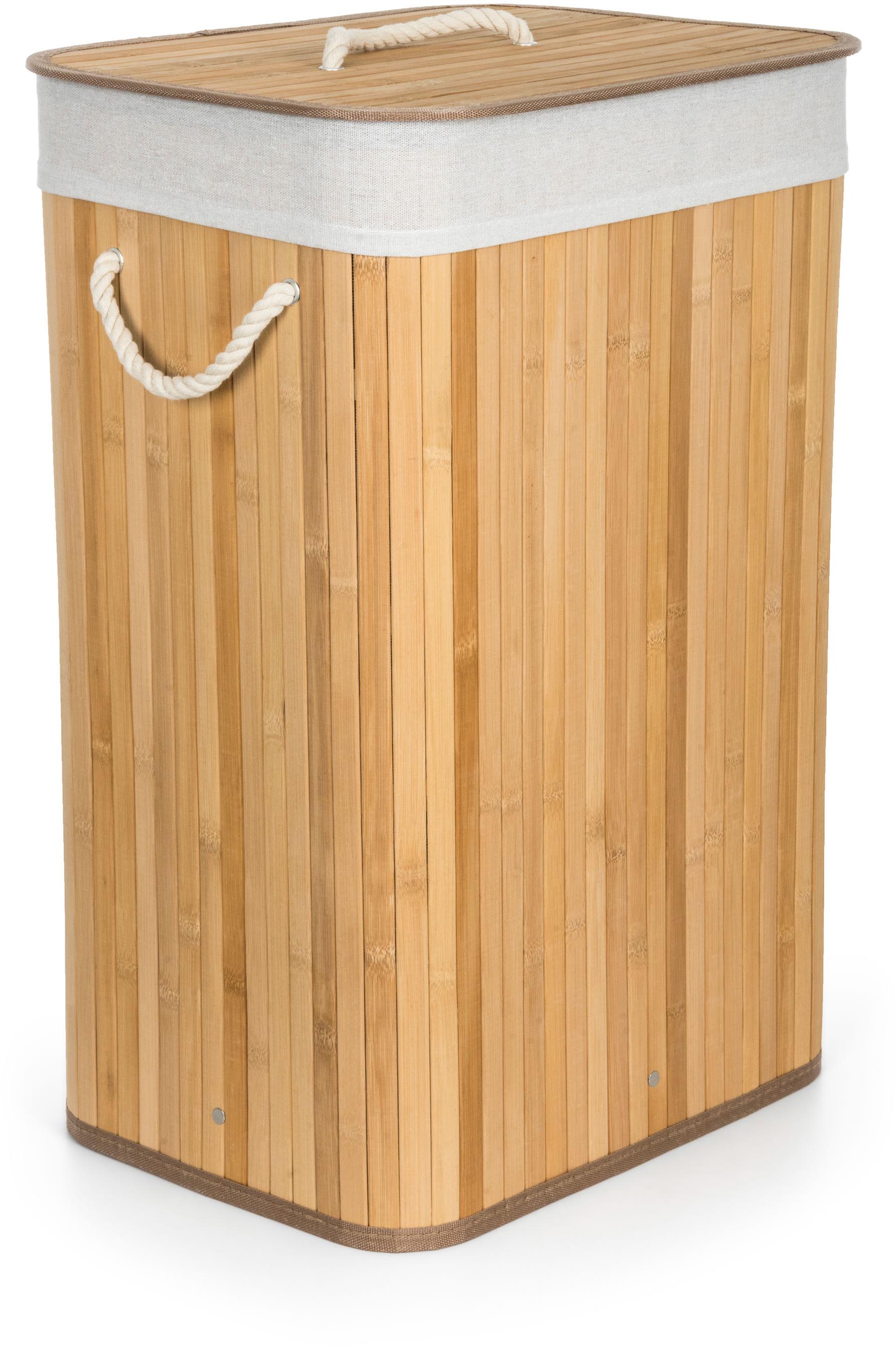 G21 Koš 40 × 30 × 60 cm 72 l s bílým látkovým košem, bambus