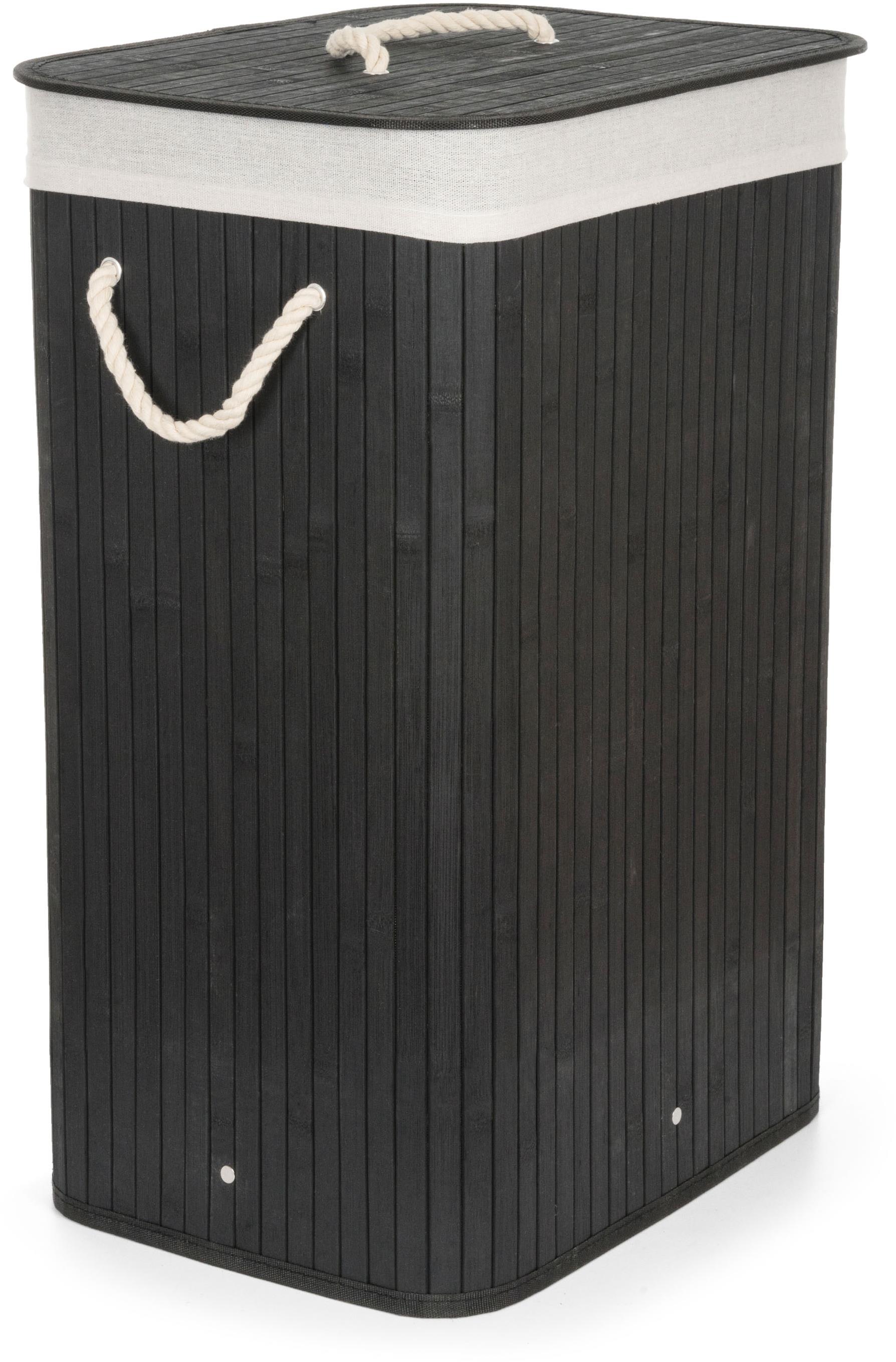 G21 Koš 40 × 30 × 60 cm 72 l černý s hnědým látkovým košem, bambus