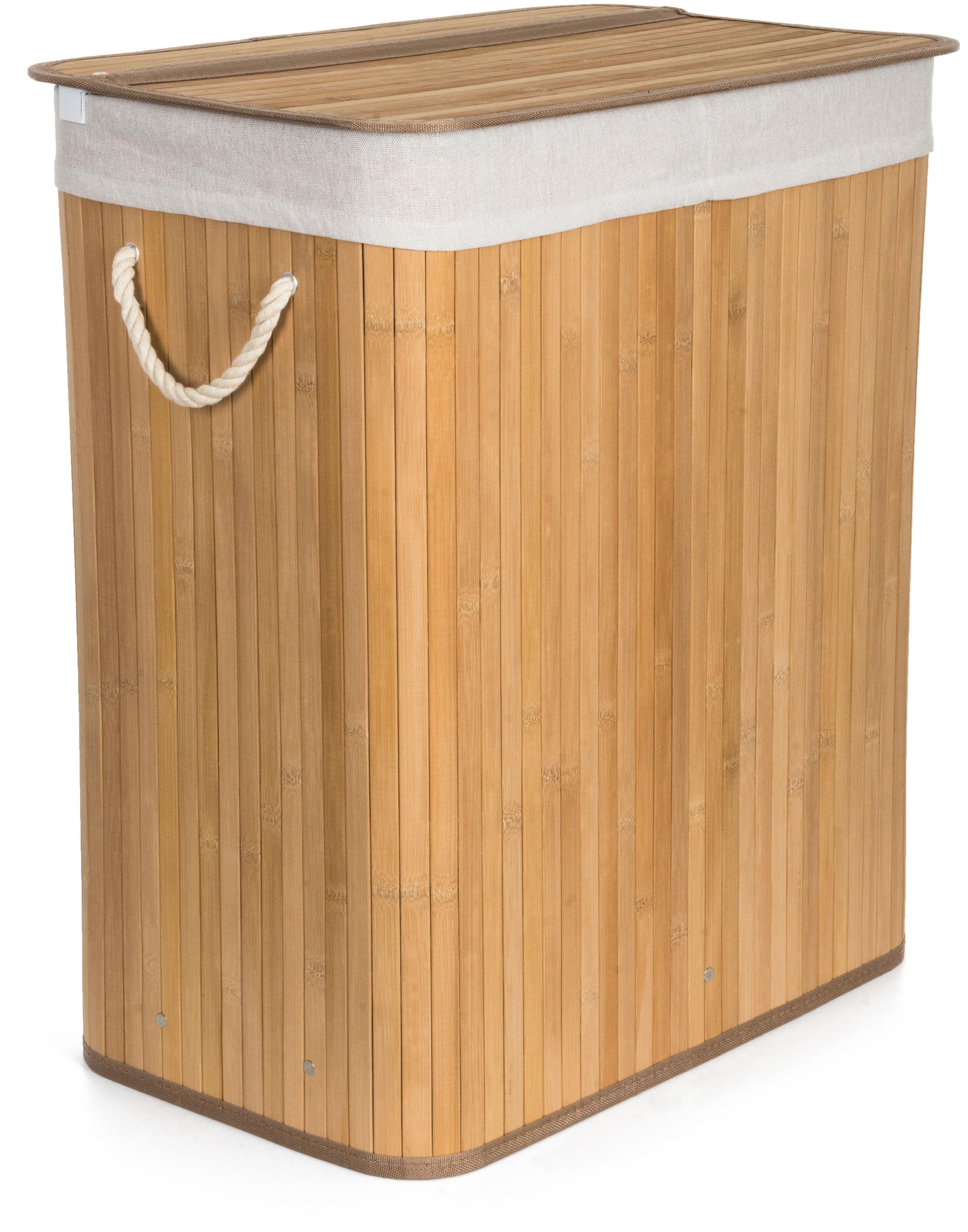 G21 Koš 52 × 32 × 63 cm 105 l s bílým látkovým košem, bambus