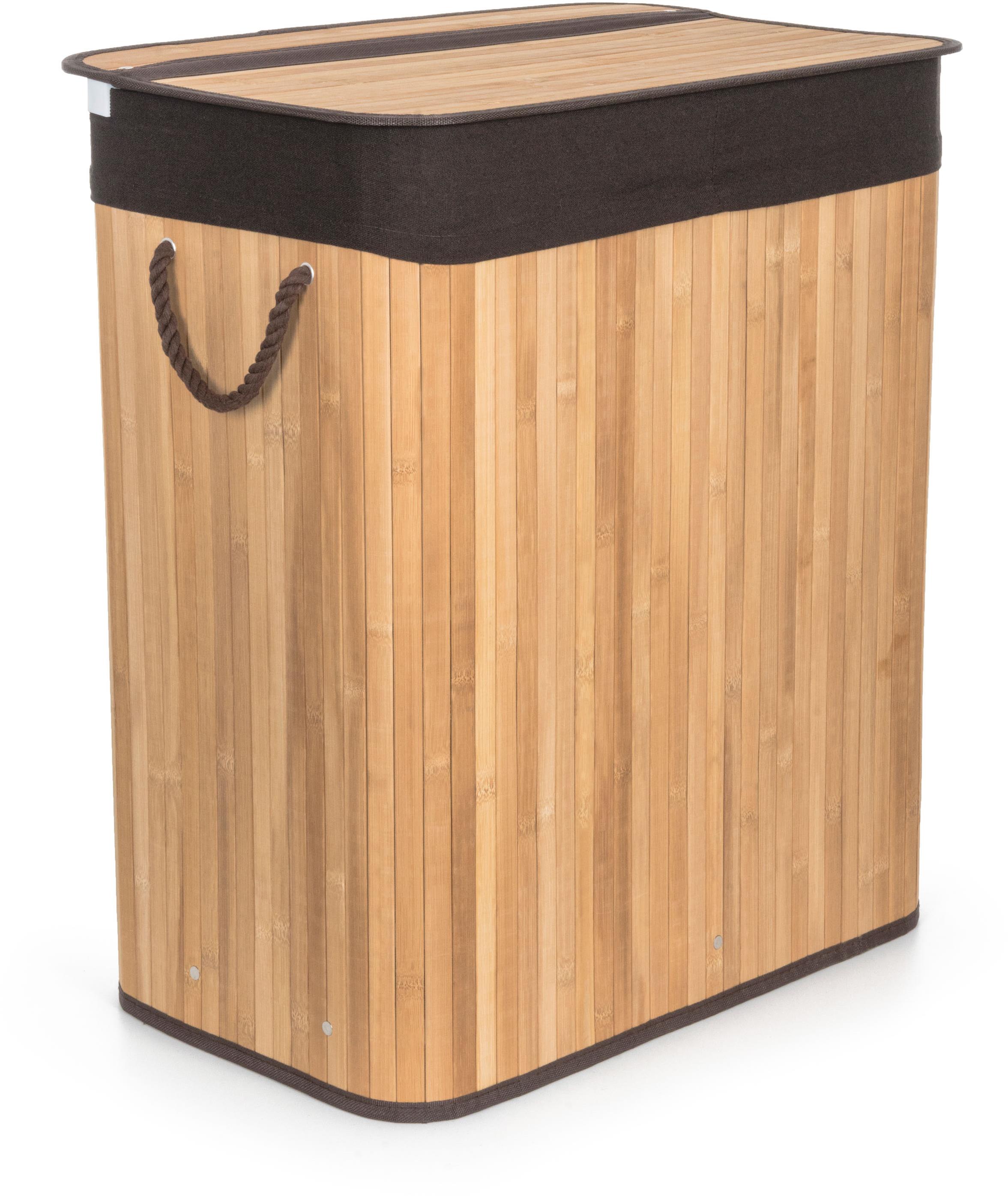 G21 Koš 52 × 32 × 63 cm 105 l s hnědým látkovým košem, bambus