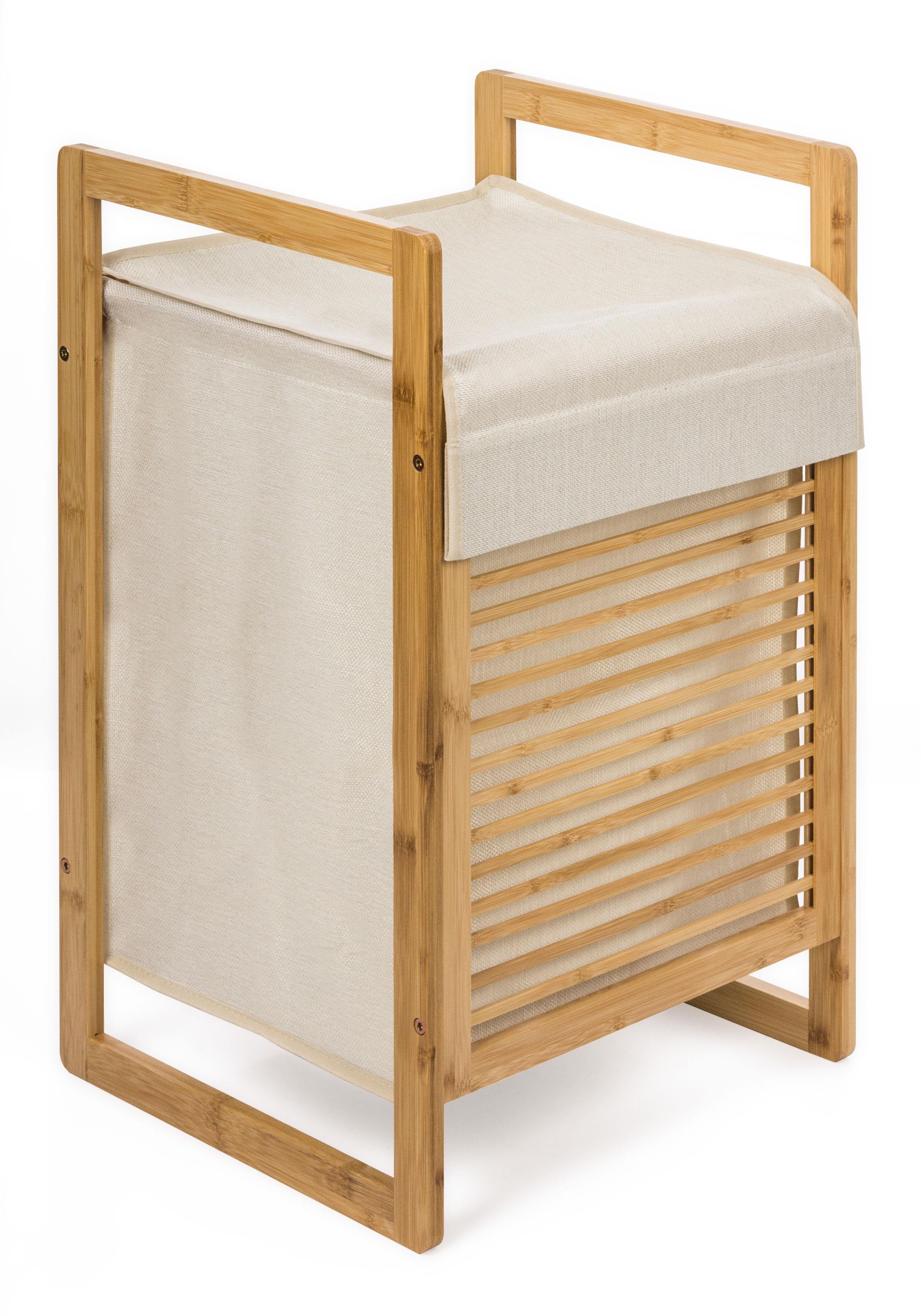G21 Koš 40,5 × 35 × 63 cm s látkovou vložkou s víkem 55 l, bambus