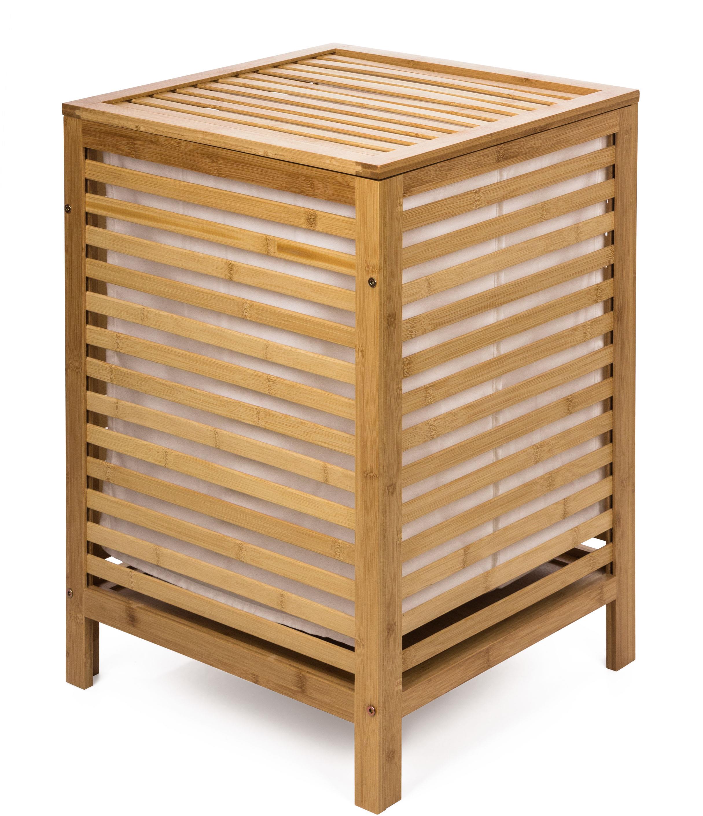 G21 Koš 45 × 45 × 63,5 cm s látkovou vložkou s víkem 80 l, bambus