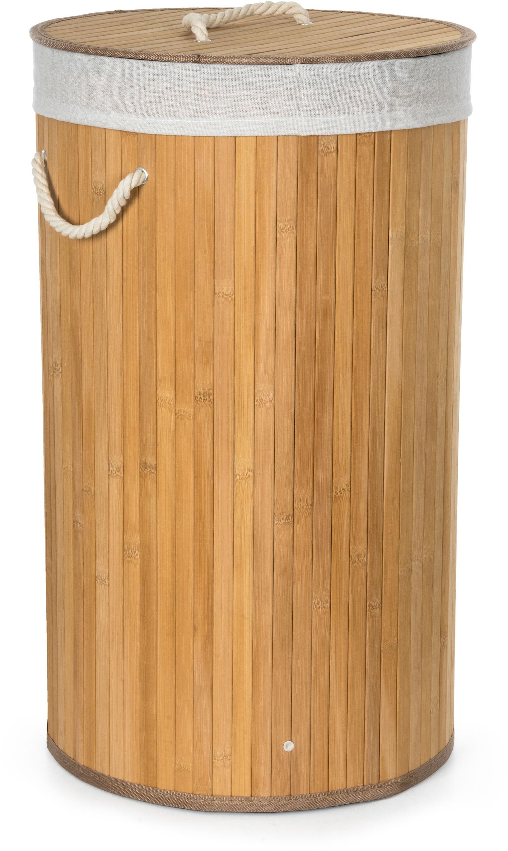 G21 Koš 35 × 60 cm kulatý s bílým látkovým košem 55 l, bambus