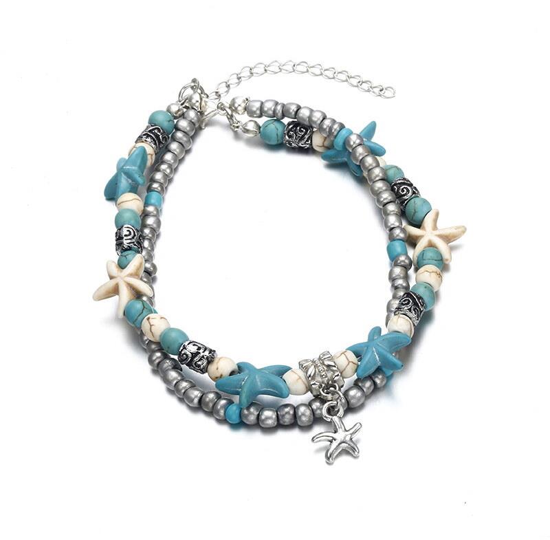 Gaira Náramek na nohu Mořská hvězda 3002-28 tyrkys