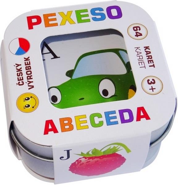 Teddies Hmaťák Pexeso Abeceda 64 karet v plechové krabičce