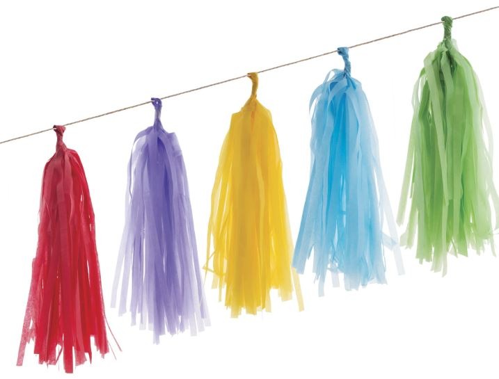 Funnyfashn Girlanda střapce multicolor, duha barevná 20 ks 420 × 30 cm