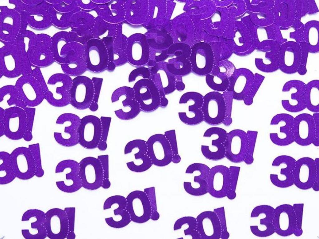 PARTYDECO Narozeninové konfety "30" LET -15 g fialové
