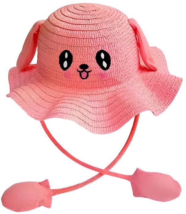 EXCELLENT Letní klobouček s pohyblivýma ušima, růžový