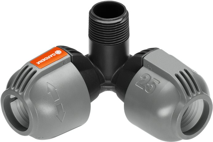 GARDENA L-kus 25 mm - vnější závit 3/4", s rohovou přípojkou zadešťovače