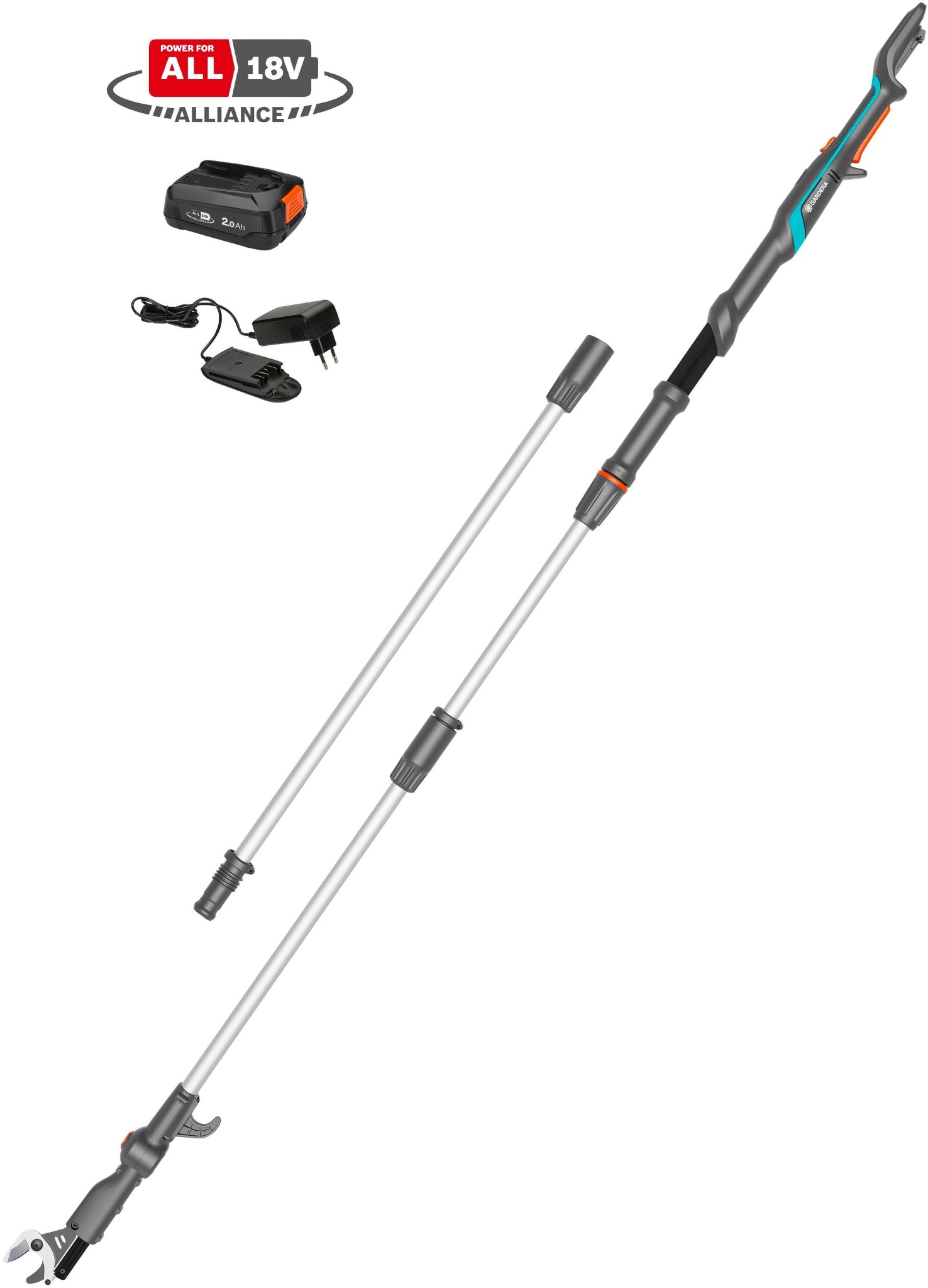 GARDENA Akumulátorové nůžky vyvětvovací telesk. HighCut 360/18V P4A - set