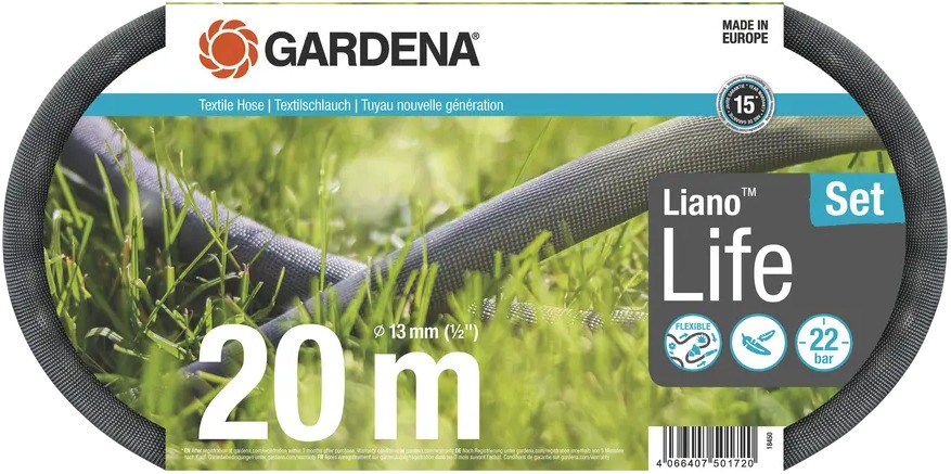 GARDENA Hadice zahradní, textilní Liano Life 1/2", sada - délka 20 m