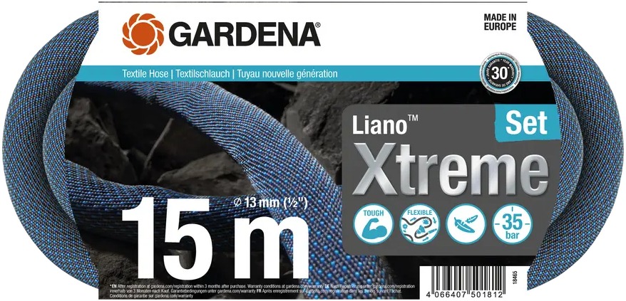 GARDENA Hadice zahradní, textilní Liano Xtreme 1/2", sada - délka 15 m