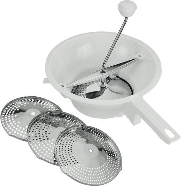 Cedící stroj se třemi nástavci nerez/plast