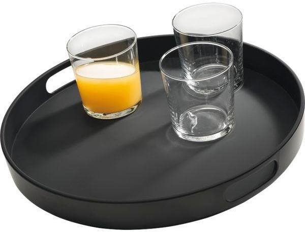 APS Tác podnos melamin 35,5 cm, kulatý, černý, vysoký okraj