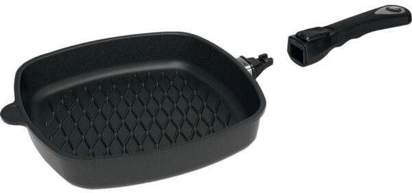 AMT Gastroguss Litinová pánev BBQ 28 × 28 cm, vhodná na indukci, s odnímatelnou rukojetí