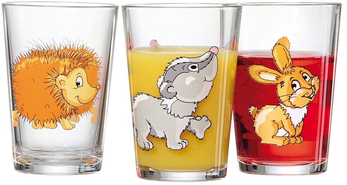 Sklenice "Lesní zvířátka" 3 ks, 200 ml