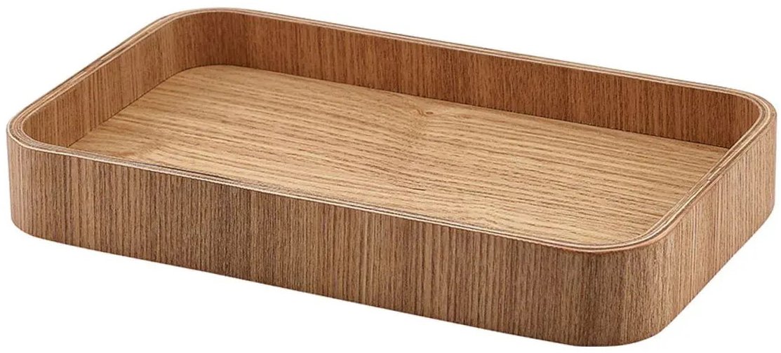 GENWARE Servírovací podnos, dřevěná dýha, hranatý, hnědý, 23 × 13,8 cm