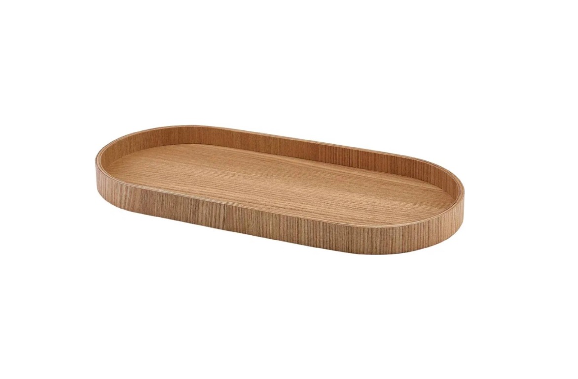 GENWARE Servírovací podnos, dřevěná dýha, oválný, hnědý, 35 × 16,5 cm