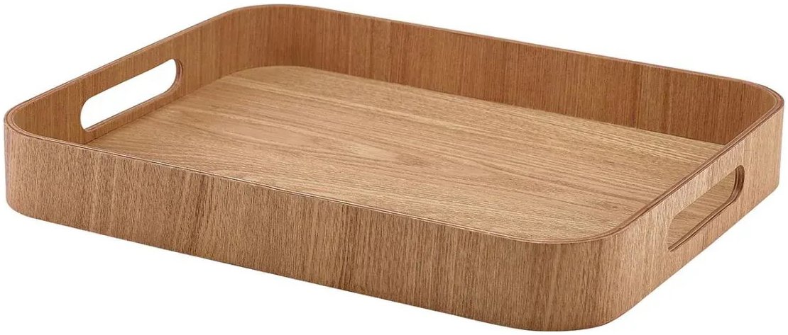GENWARE Servírovací podnos, dřevěná dýha, hnědý, 35,5 × 28 × 4,5 cm