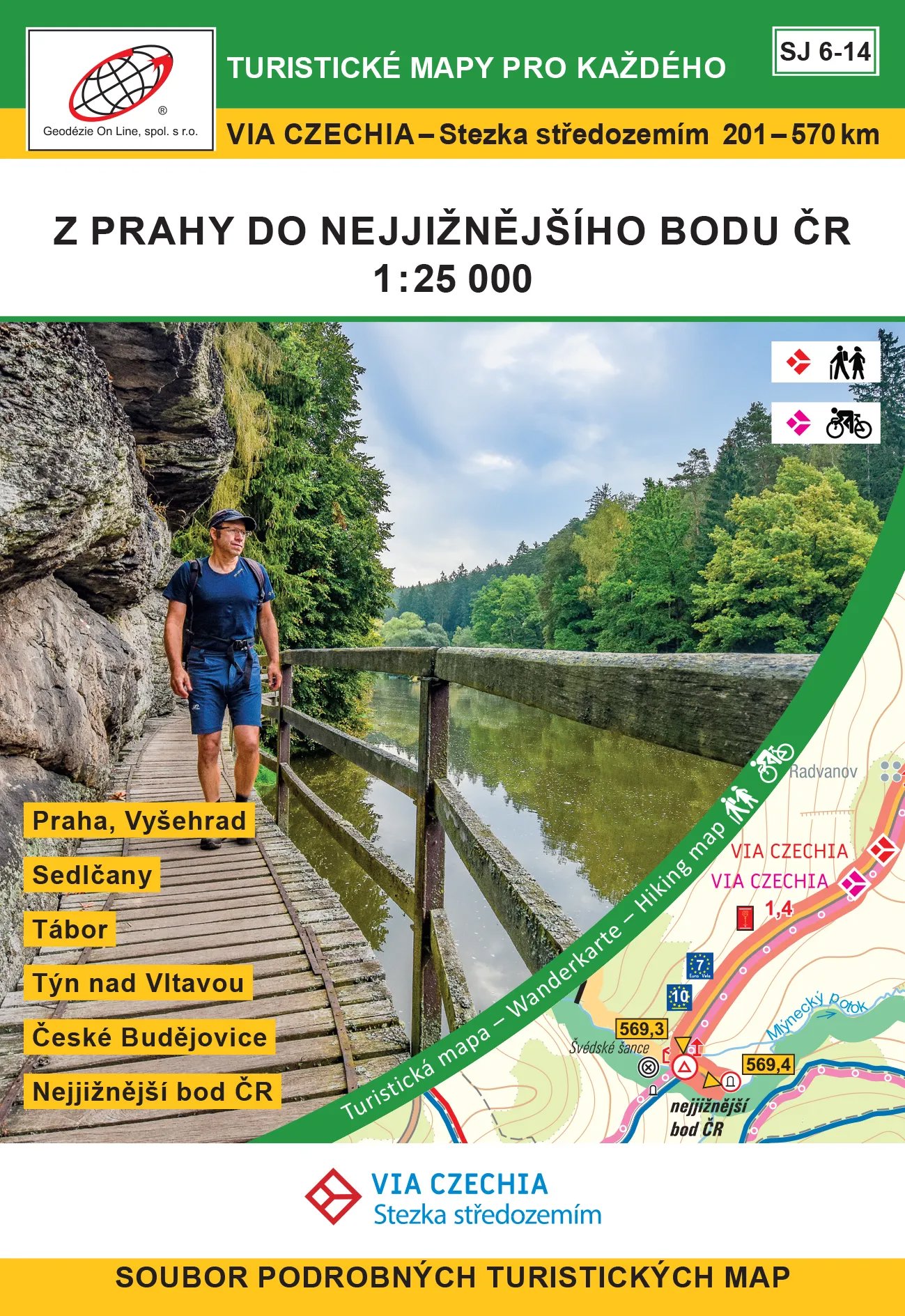 Via Czechia – Stezka středozemím, Z Prahy do nejjižnějsího bodu ČR, soubor map 1 : 25 000