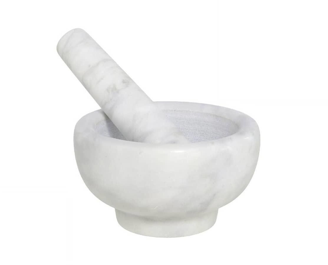 GERIMPORT Hmoždíř s tloučkem 12 cm, bílý mramor