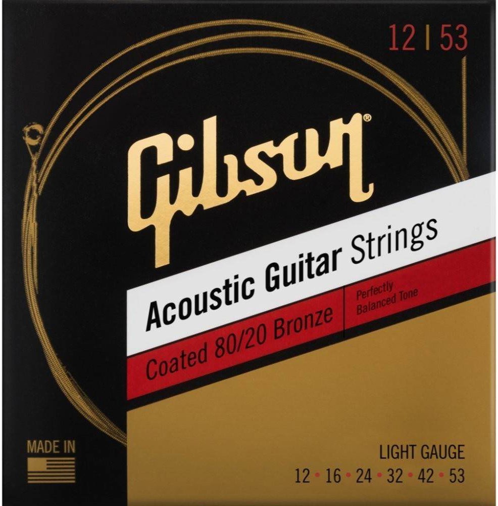 Gibson SAG-CBRW12 Coated 80/20 Bronze Acoustic Guitar Strings 12-53 Light